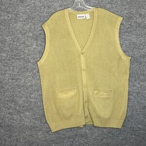 Vintage King Size Mens Sleeveless Cardigan Sweater Size 2XL Tall Brown Grandpa